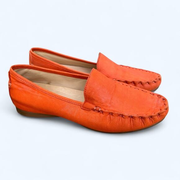 Nurture Orange Leather Moc Toe Loafer Shoes Slip on Womens size 9 Preppy Comfort - Picture 1 of 8